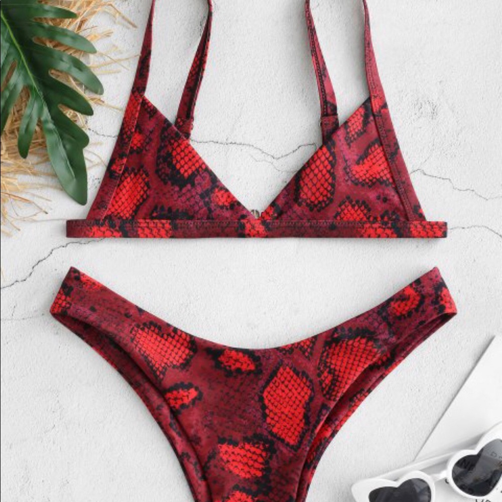 Red Snakeskin Bikini